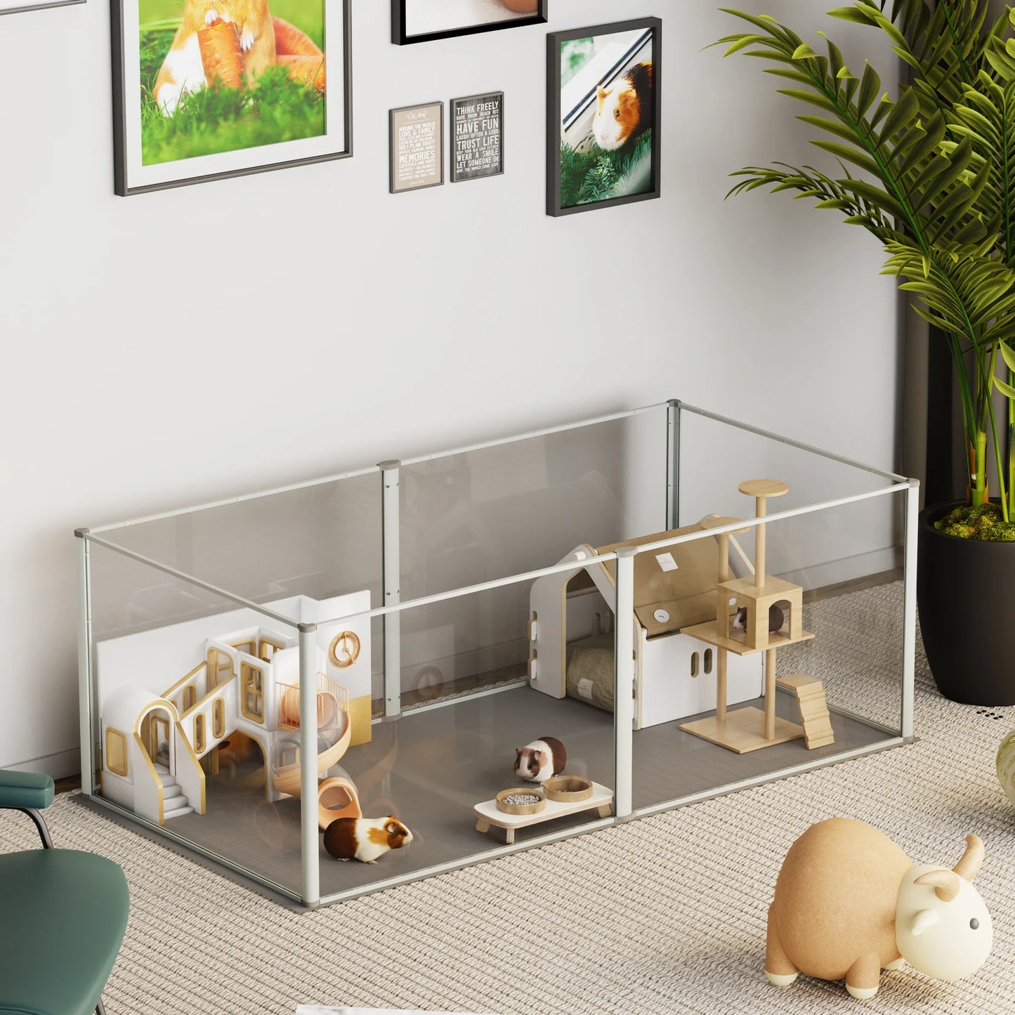 Clear Whelping Box with Pad – BingoPaw Acrylic Indoor Playpen