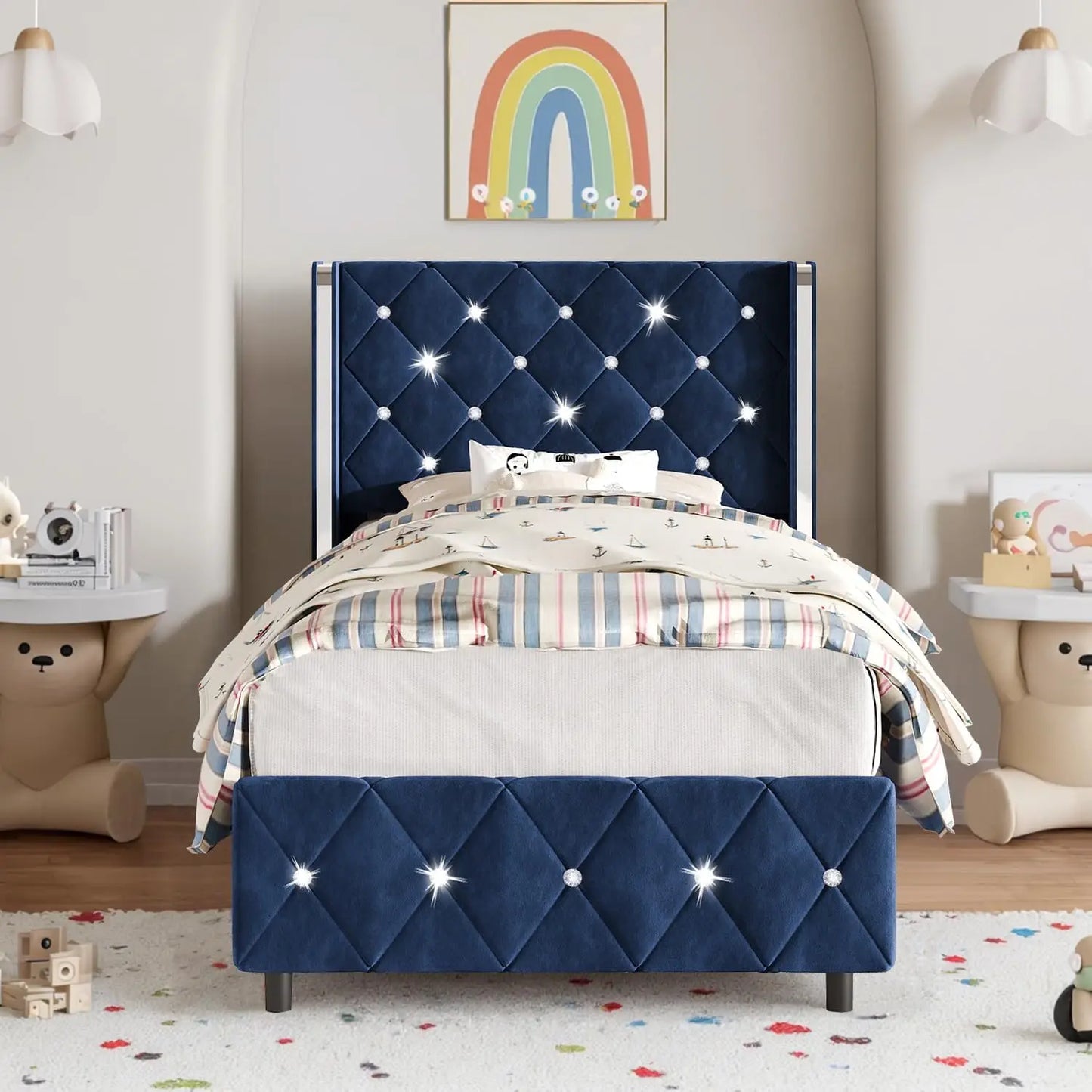 Hlivelood Queen LED Upholstered Bed Frame – Modern Platform with Light & Padded HeadboardHlivelood bed frame, queen LED bed, upholstered platform bed, modern queen bed frame, LED light bed, padded headboard bed, queen bedro