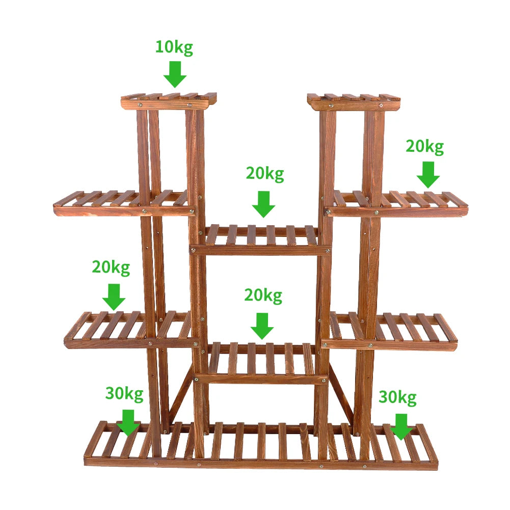 Wooden Plant Shelf – Multi-Tier Flower Pot Stand for Indoor & Outdoor Plant Display