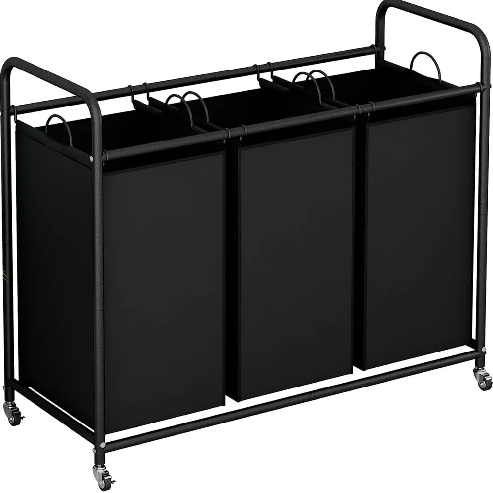 3-Bag Laundry Sorter Cart – Heavy-Duty Rolling Hamper with Locking Wheels