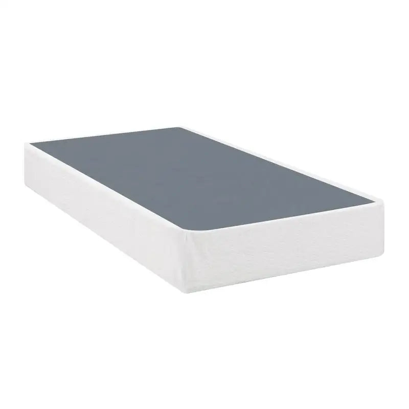 Twin Metal Bed Frame with Mattress Foundation, Black with Textured Fabric Cover