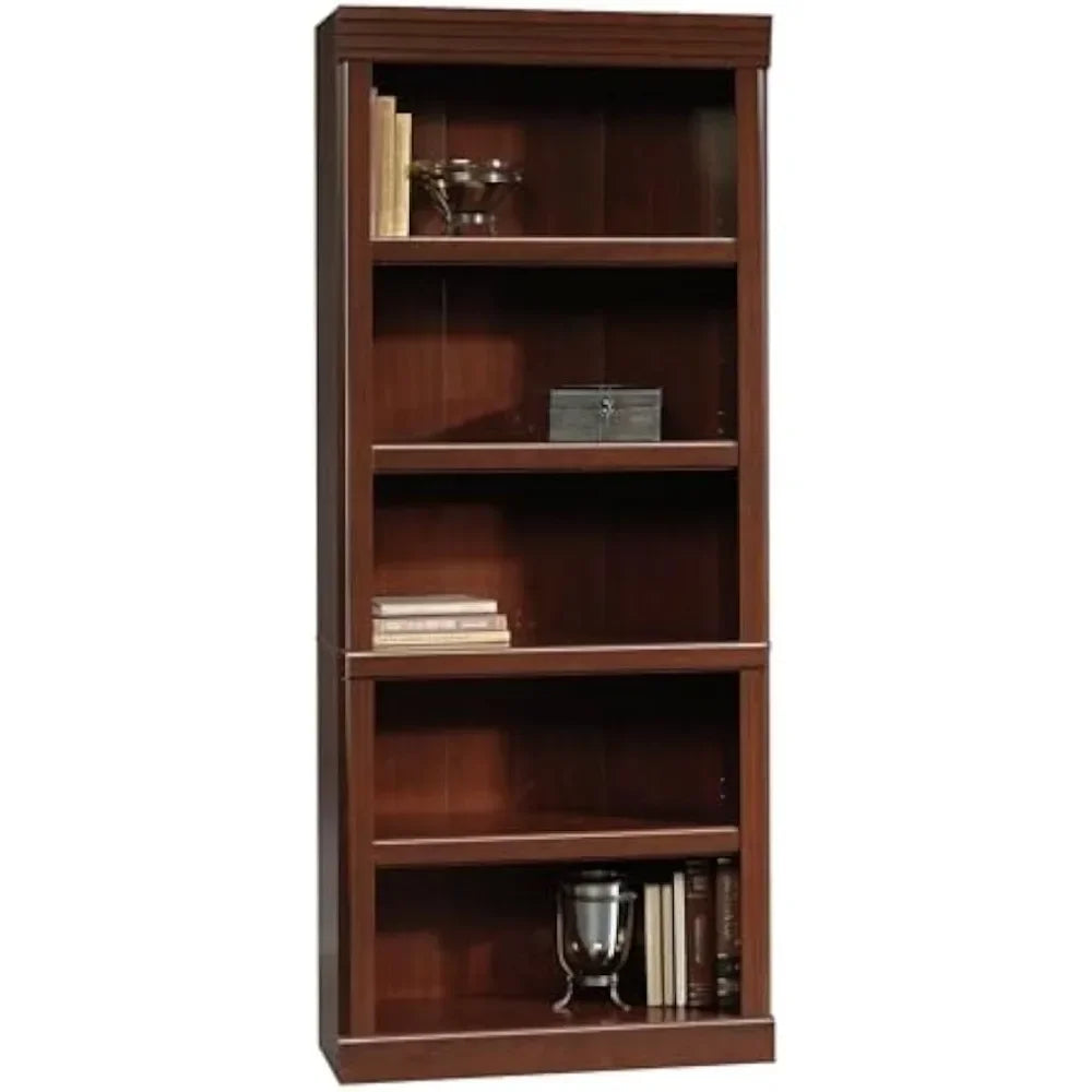 Hill Library Book Shelf – 71" Tall Wooden Bookcase, Classic Cherry Finish, 5-Tier Storage Organizer