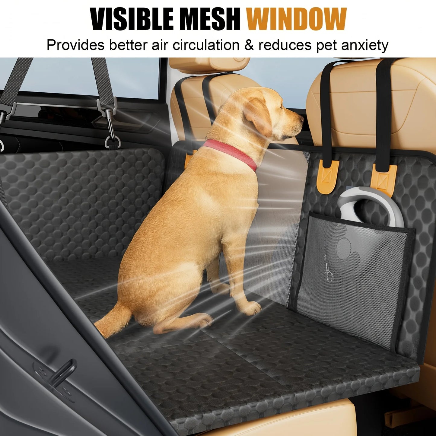 Dog Car Seat Cover with Hard Bottom – Back Seat Hammock & Extender