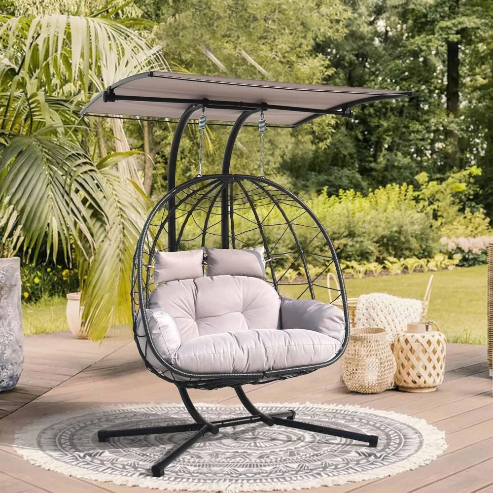 Double Egg Swing Chair – Foldable Hammock Chair for Outdoor & Indoor Use, Terrace, Garden, Balcony, Bedroom
