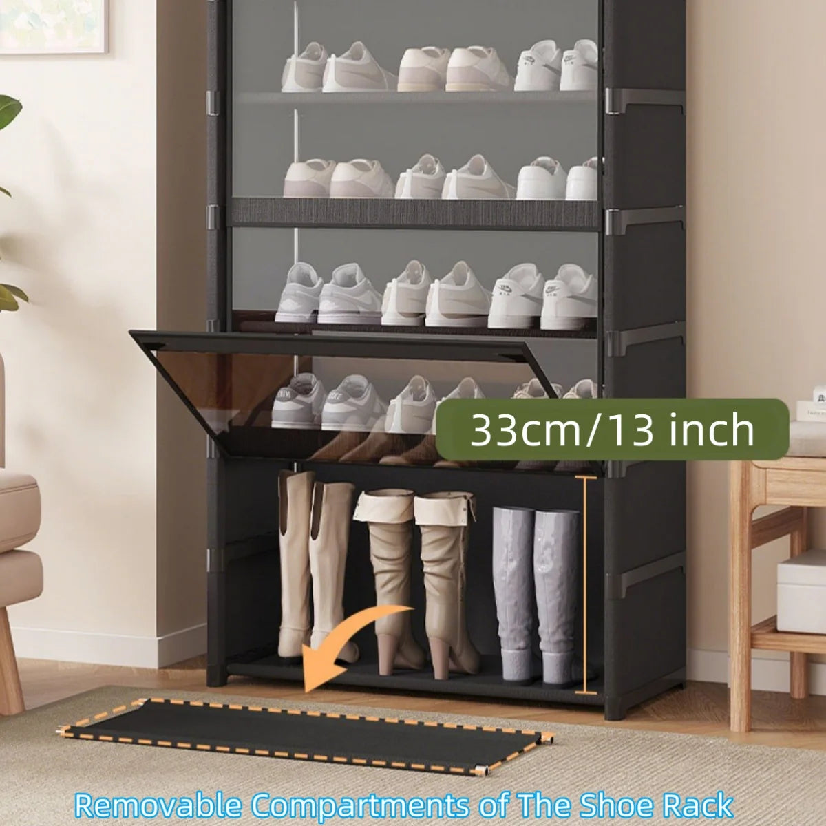 Multi-Layer Shoe Cabinet with Clear Lid – Space-Saving Shoe Storage Organizer