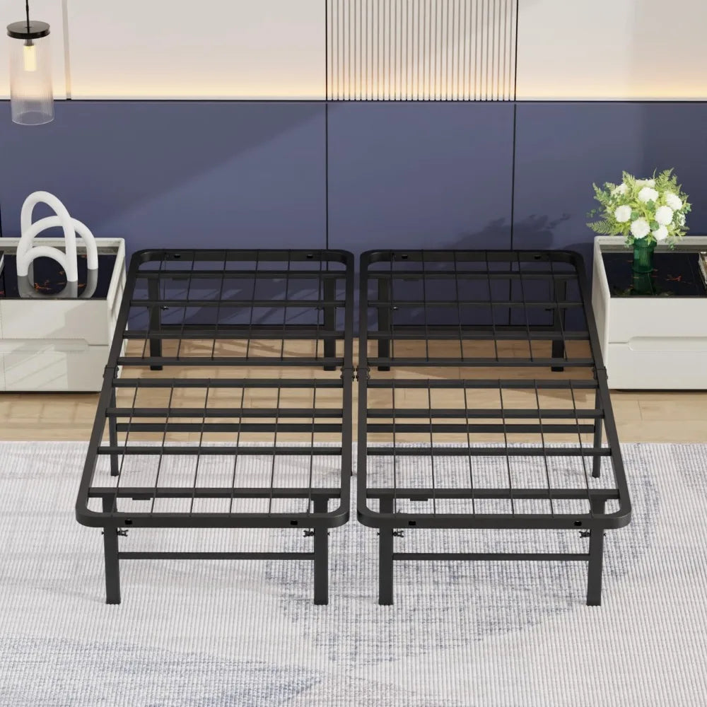 Queen Size Metal Platform Bed Frame, 14" Heavy-Duty Steel Mattress Foundation, Box Spring Replacement