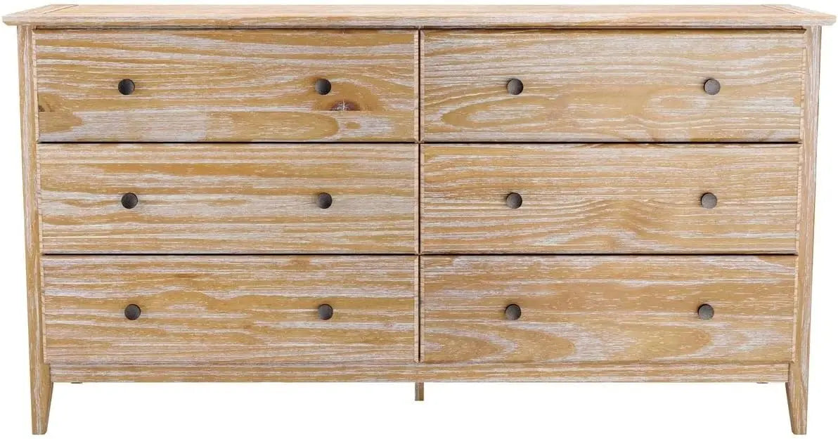 Greenport Solid Wood 6 Drawer Bedroom Dresser – Brushed Walnut Finish
