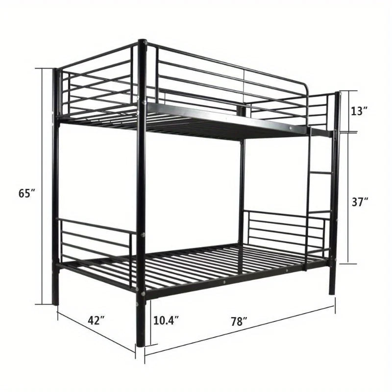 Modern Metal Twin over Twin Bunk Beds Frame Ladder Adult Children Bedroom Dorm