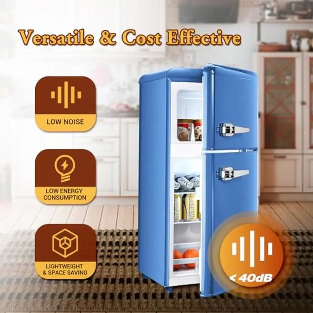 3.2 Cu.Ft Double Door Mini Fridge with Freezer – Adjustable Temperature, Energy Efficient & Quiet