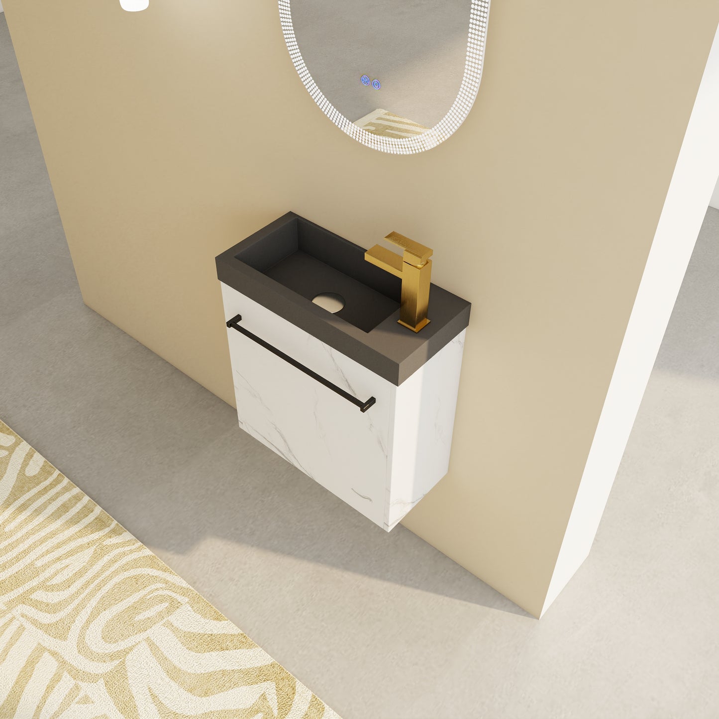 20 Floating Wall- Mounted Bathroom Vanity With Resin Sink & Soft- Close Cabinet Door