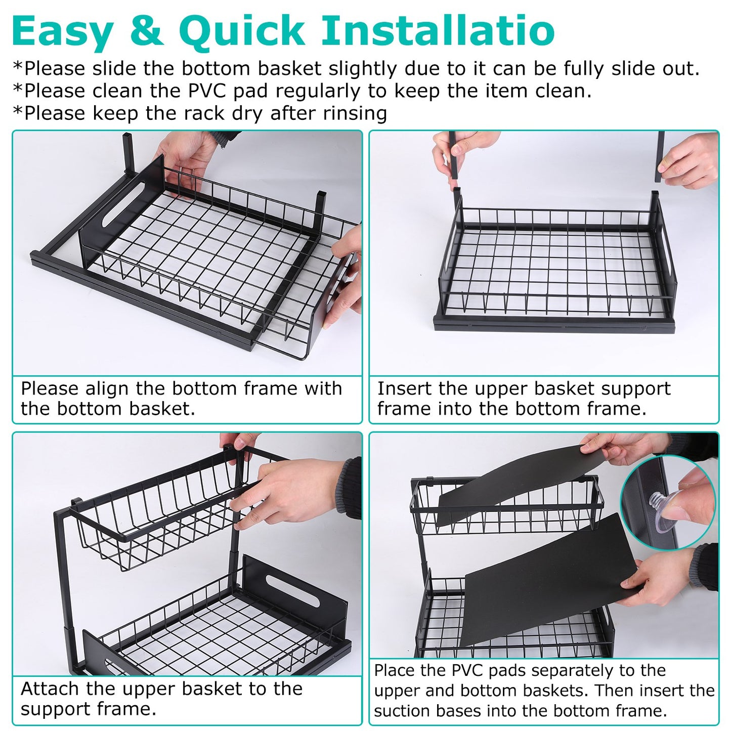 Under Sink Organizer 2-Tier Pull-Out Storage Rack – Space Saving Kitchen & Bathroom Organizer
