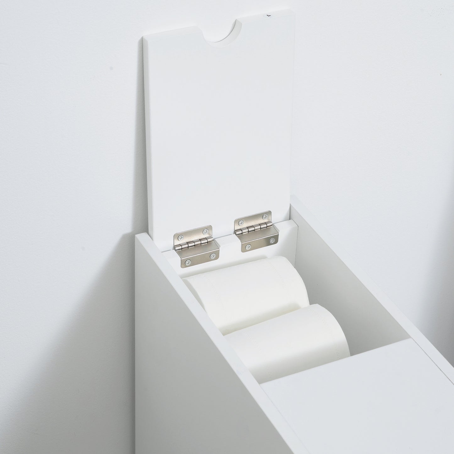 Bathroom Floor Organizer, Freestanding Space-saving Narrow Storage Cabinet, Bathtub Toilet Paper Holder With Drawers, White.