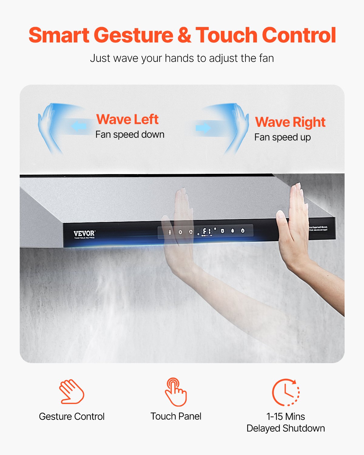 36' Under Cabinet Range Hood Vent Hood 900CFM Gesture & Touch Control
