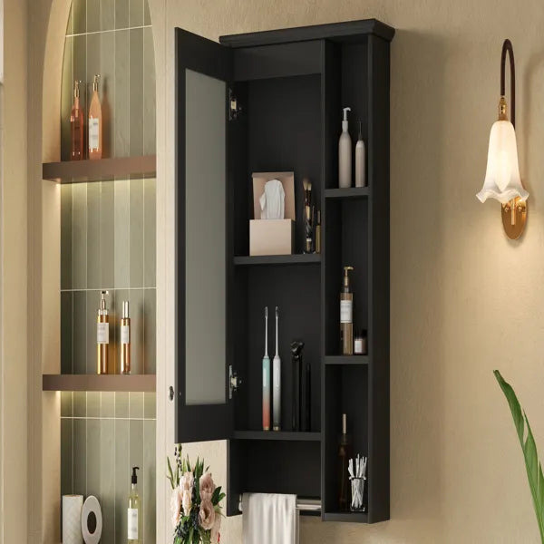 3-in-1 Bathroom Mirror Cabinet, 24-inch Wall Mounted Medicine Cabinet With Adjustable Shelf & Tower Bar, High-Definition Mirror With Storage For Bathroom Vanity