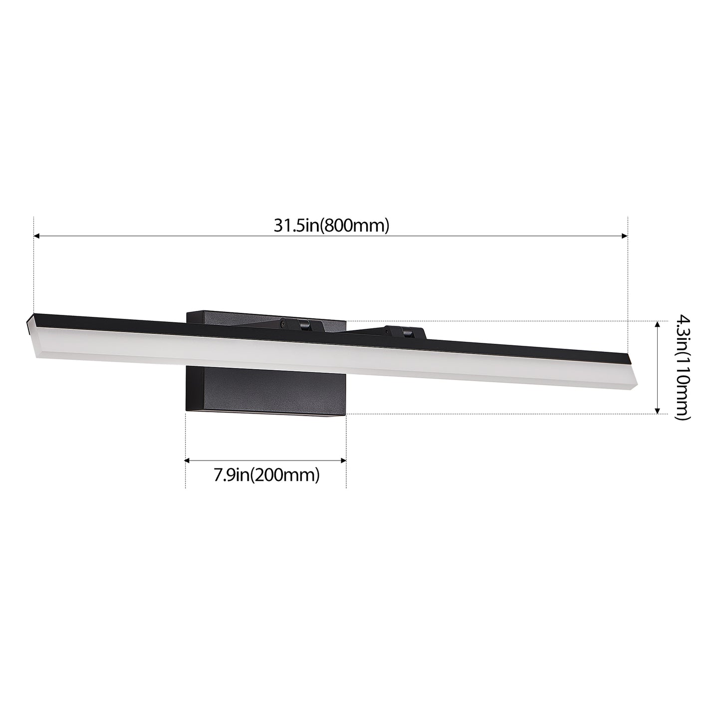 32 Inch Modern LED Bathroom Vanity Light - Sleek Black Metal Wall Light For Mirror, Dressing Room Or Sink Area