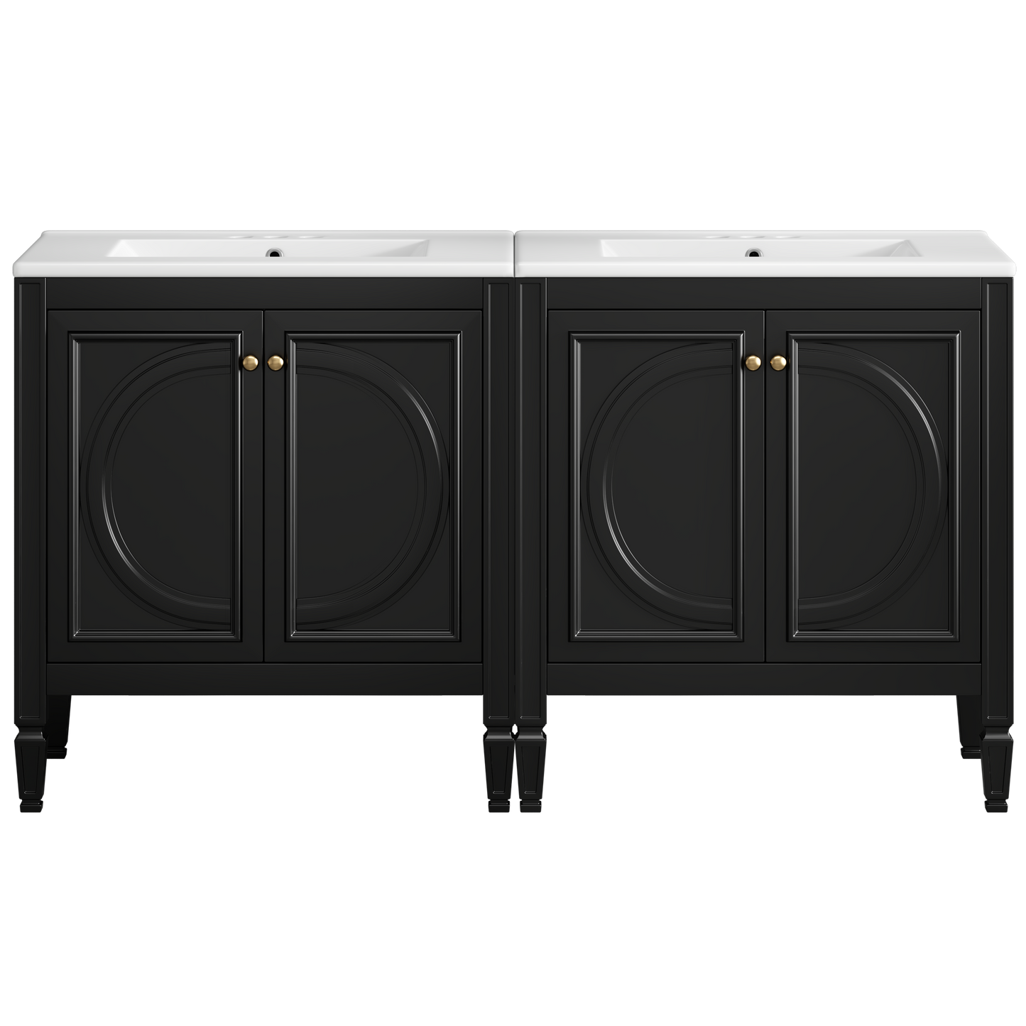 60 Bathroom Vanity With Double Sink Combo Set, Ceramic Sink, Soft Close Doors With Shelf, Storage Drawer, Black