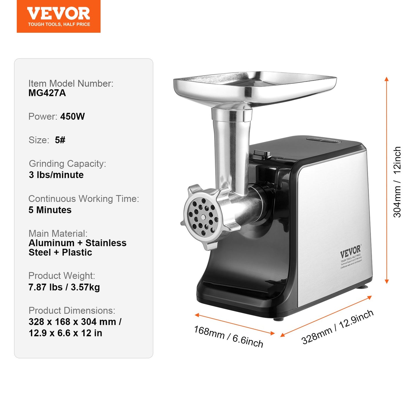 Electric Meat Grinder 3 Lbs Min Sausage Stuffer Maker For Home Kitchen