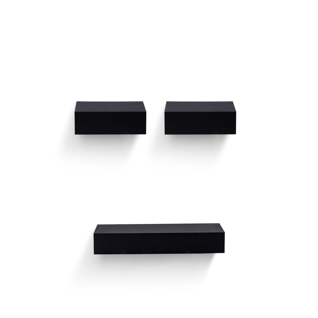 Floating Shelves  18.11 Wall Mounted Wood Shelves For Bathroom, Bedroom, Living Room, Kitchen, Hanging Shelf For Books Storage Decor With Invisible Brackets, Black