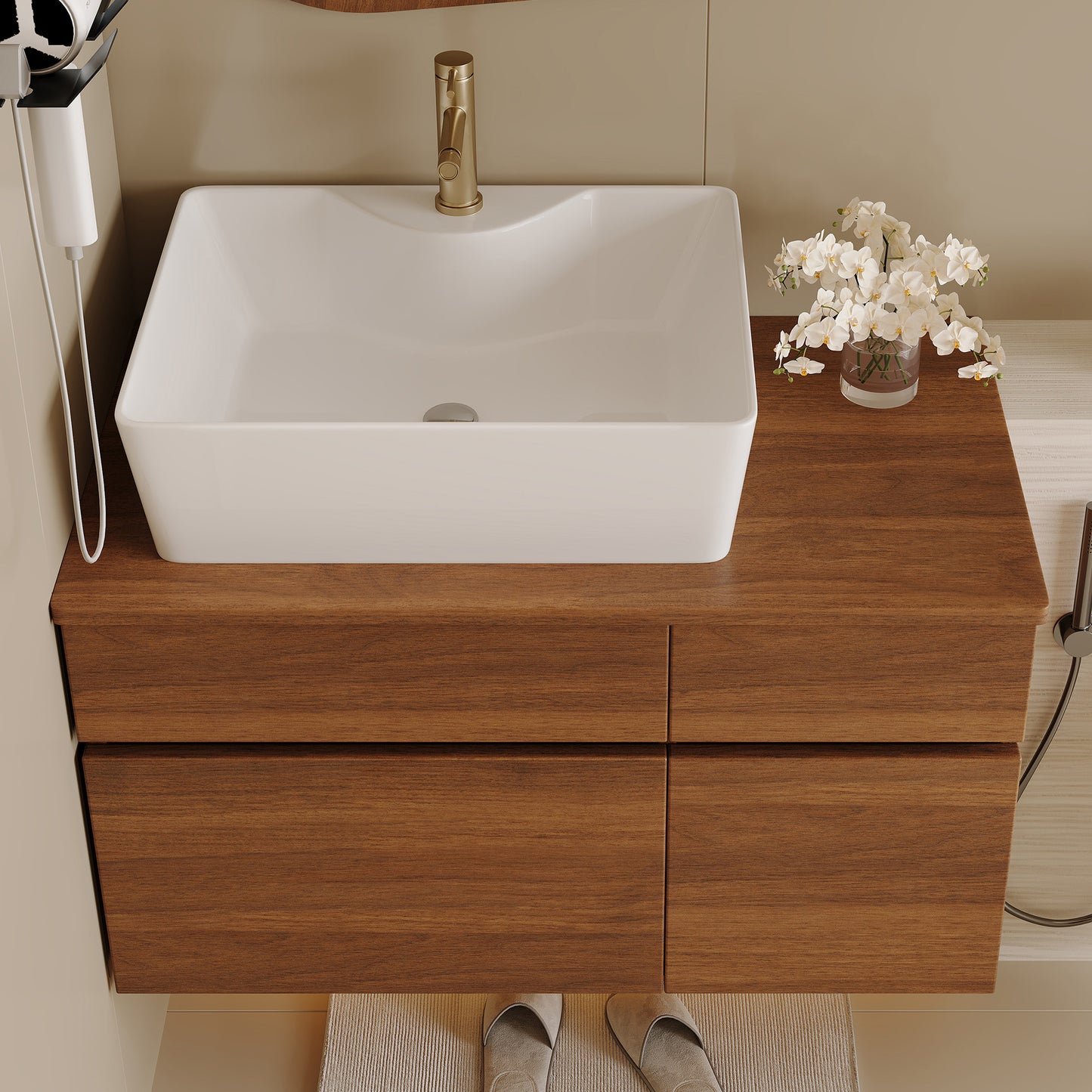 31.5 Inches Floating Single Small Bathroom Vanity With Sink