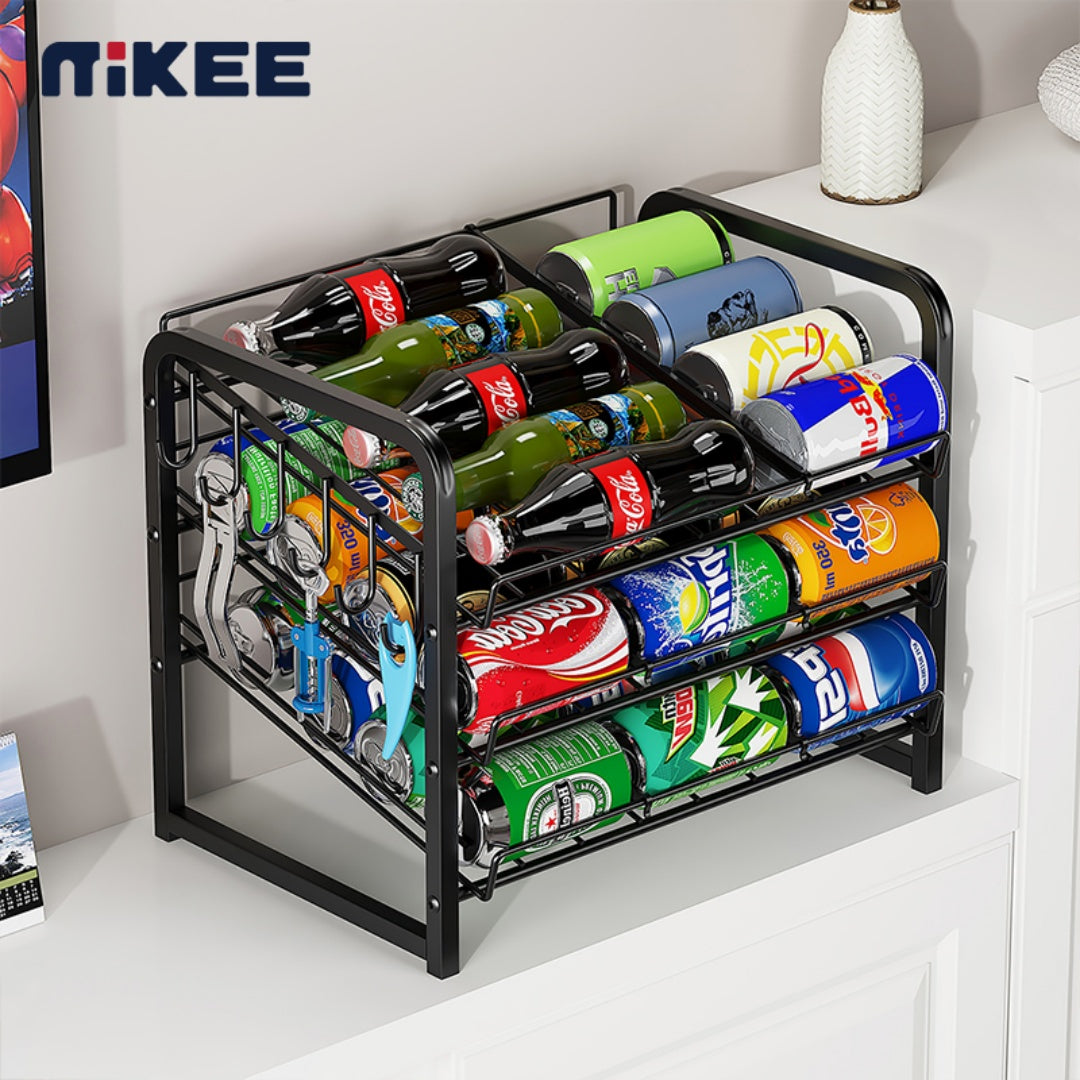 3-layer Can Rack With Hooks