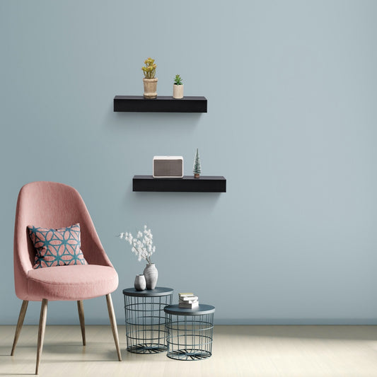 Floating Shelves  18.11 Wall Mounted Wood Shelves For Bathroom, Bedroom, Living Room, Kitchen, Hanging Shelf For Books Storage Decor With Invisible Brackets, Black