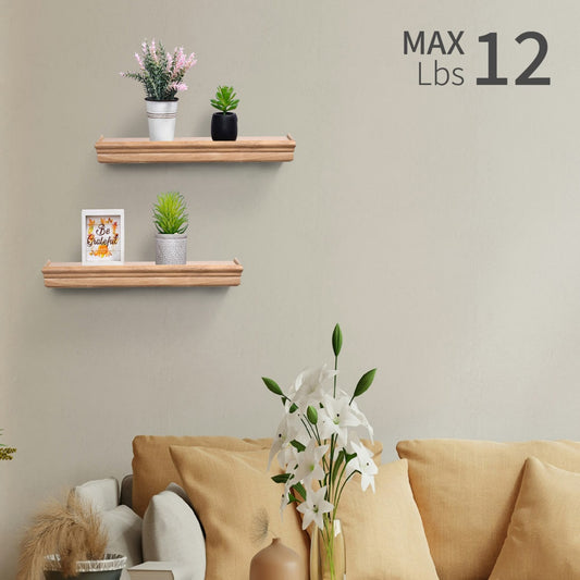 Floating Shelves  17.9 Wall Mounted Wood Shelves For Bathroom, Bedroom, Living Room, Kitchen, Hanging Shelf For Books Storage Decor With Invisible Brackets, Maple