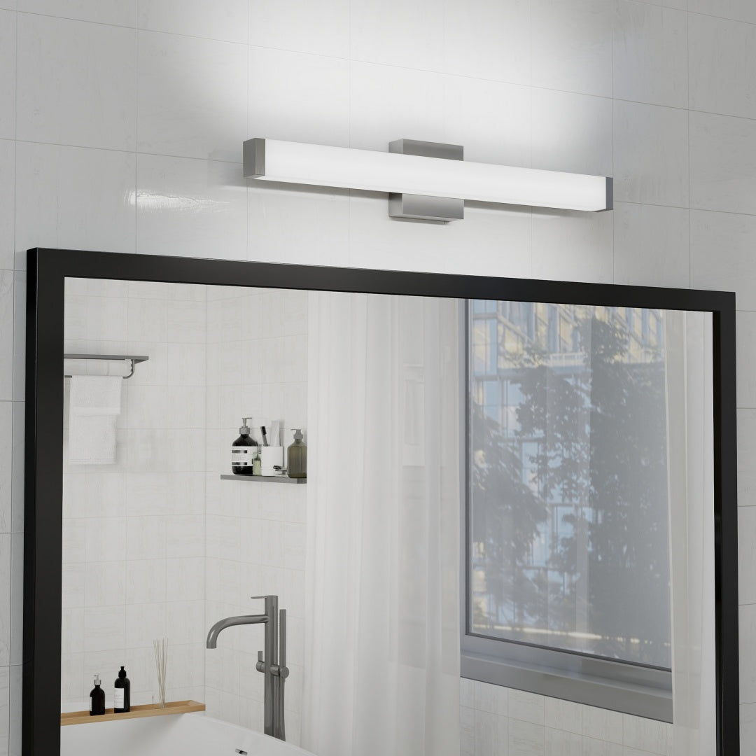 Bathroom Vanity Light Brushed Nickel Square LED 25 Inch 14W 6000K Cool White Light Wall Bar Lighting Fixtures Over Mirror -Brushed Nickel, 25in