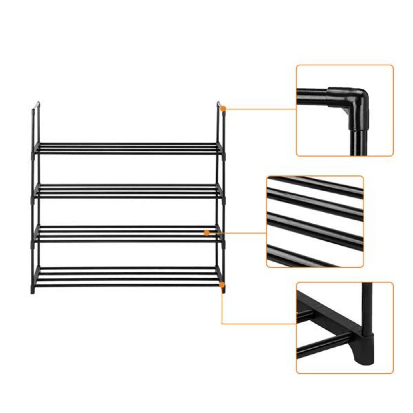 2 Set 4 Tiers Shoe Rack Shoe Tower Shelf Storage Organizer For Bedroom, Entryway, Hallway, And Closet Gray Color