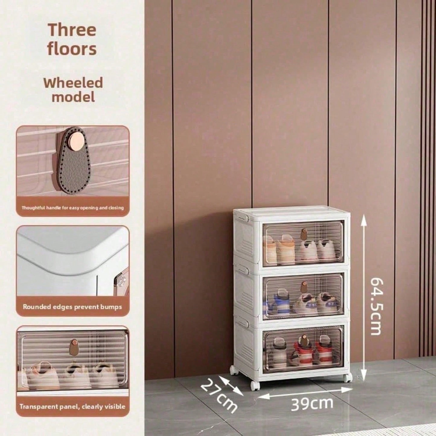Stackable Shoe Storage Rack, Plastic Cabinet With Clear Doors For Home Use