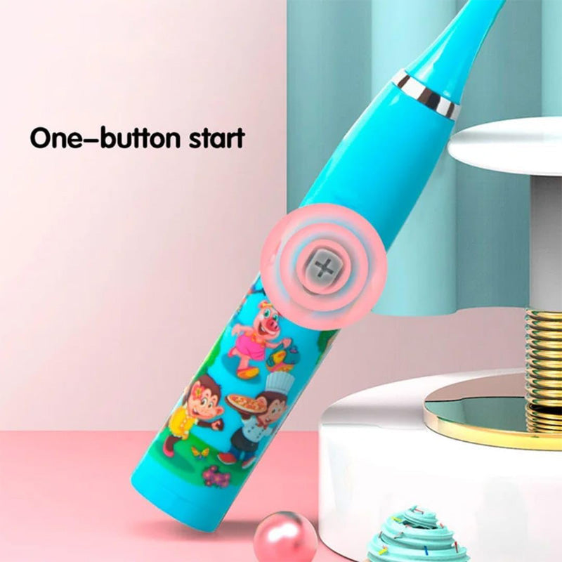 Children Sonic Electric Toothbrush IPX6 Waterproof Colorful Cartoon For Kid Use Soft Bristle Replaceable With 6 Tooth Brush Heads