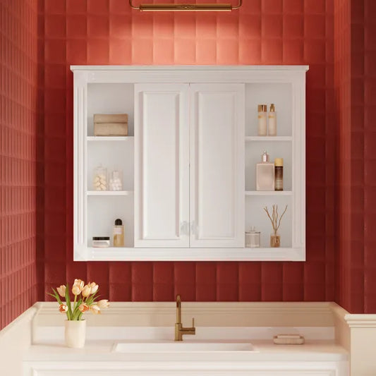 36'' X 28'' Medicine Cabinet, Wall Mounted Bathroom Storage Cabinet, With 1 Adjustable Shelf, Wall-Mounted Medicine Cabinet For Bathroom, Soft-Closing Hinges, Swing-Open Doors