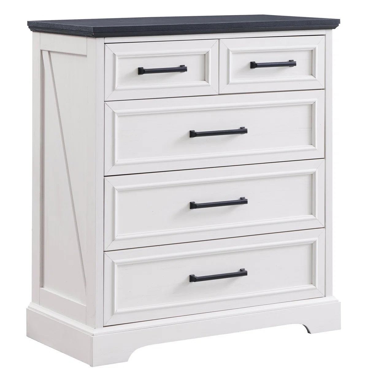 Only Do One Dropshipping Service----Country-style Five-drawer Chest Of Drawers, Black And White Contrasting Solid Wood Drawer Cabinet, Bedroom Storage And Storage Cabinet