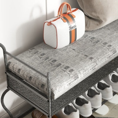 Shoe Rack Bench For Entryway, Industrial Bench, Rustic Shoe Rack For Small Spaces, Upholstered Entryway Bench, Multipurpose Entryway