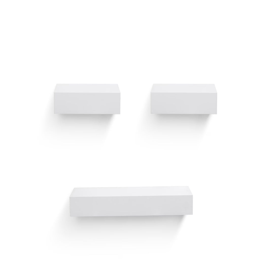 Floating Shelves  17.72 Wall Mounted Wood Shelves For Bathroom, Bedroom, Living Room, Kitchen, Hanging Shelf For Books Storage Decor With Invisible Brackets, White