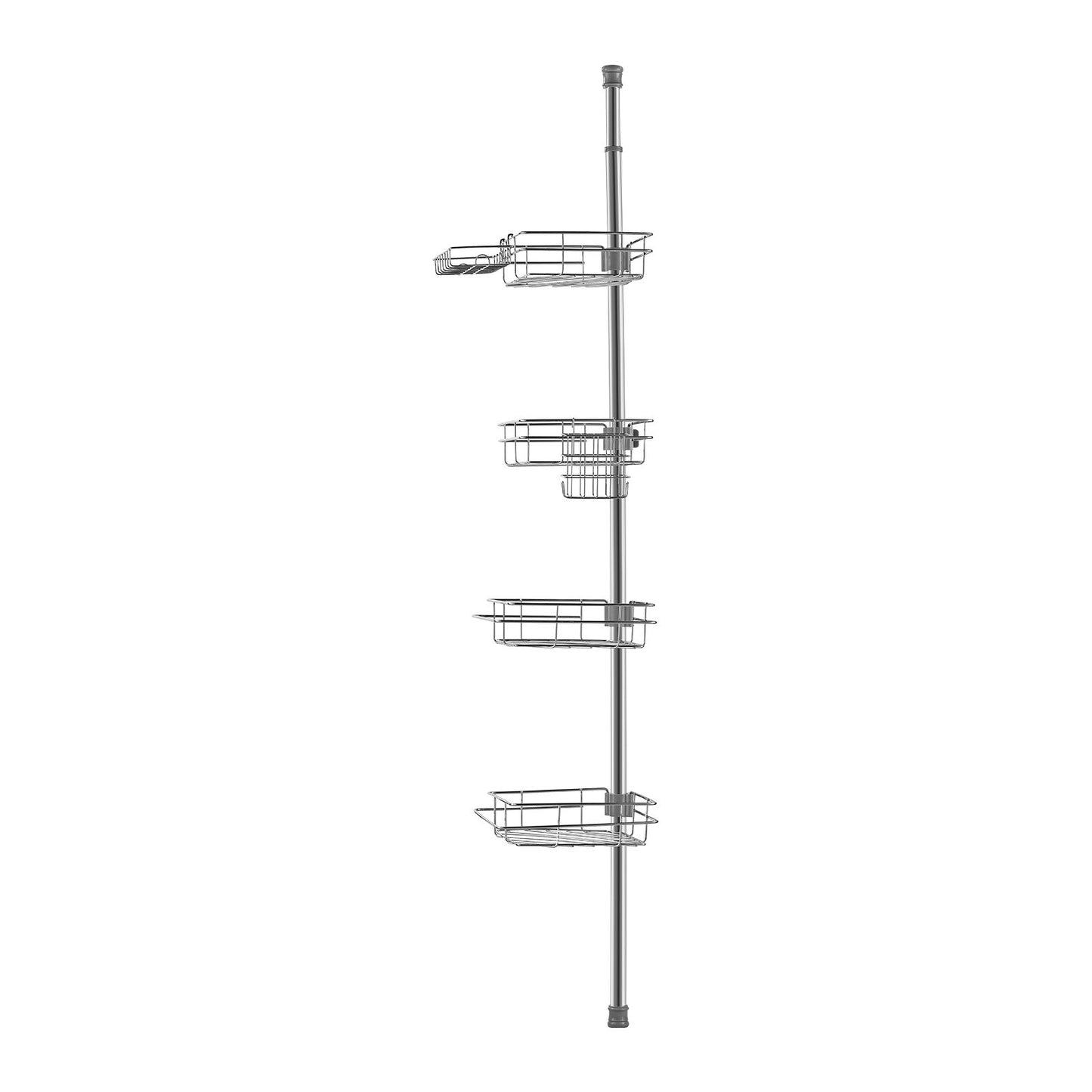 Shower Corner Caddy Tension Pole, 42in To 114in High, Multi-Functional Shower Tension Pole With Strong Load-Bearing Tray, Rust-Proof Easy-to-Install Tension Pole, Fit For Bathroom & Washroom