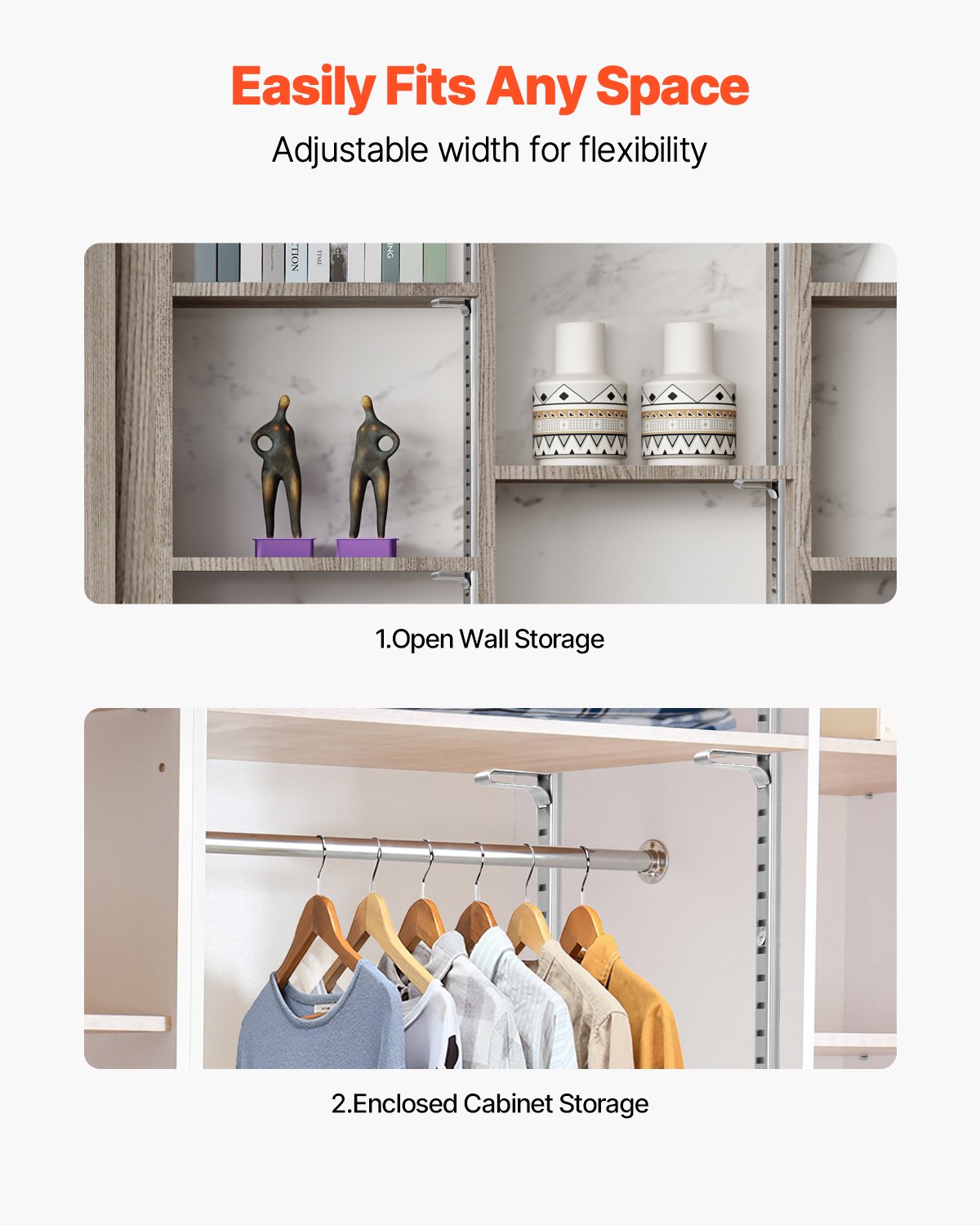 Shelf Track 36.3-inch 6 Pack Adjustable Steel Wall Mounted Shelf Pilaster