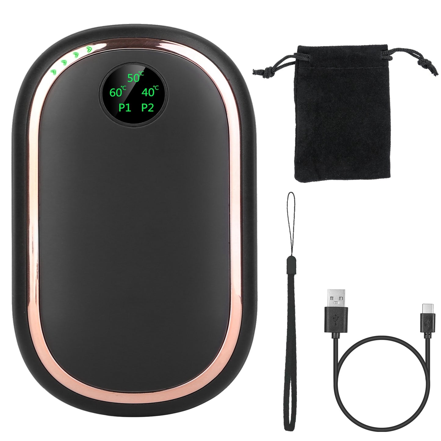 2 Colors Options -- 1Pc Rechargeable Hand Warmer Electric Hand Heater Portable Reusable Pocket Warmer Power Bank With Digital Display Sunset Light 3 Levels Double-sided Heating