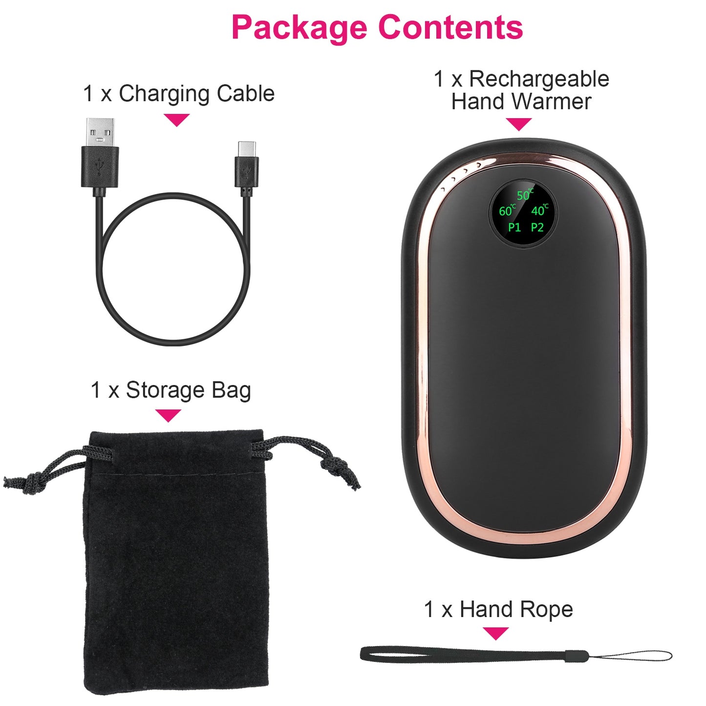 2 Colors Options -- 1Pc Rechargeable Hand Warmer Electric Hand Heater Portable Reusable Pocket Warmer Power Bank With Digital Display Sunset Light 3 Levels Double-sided Heating