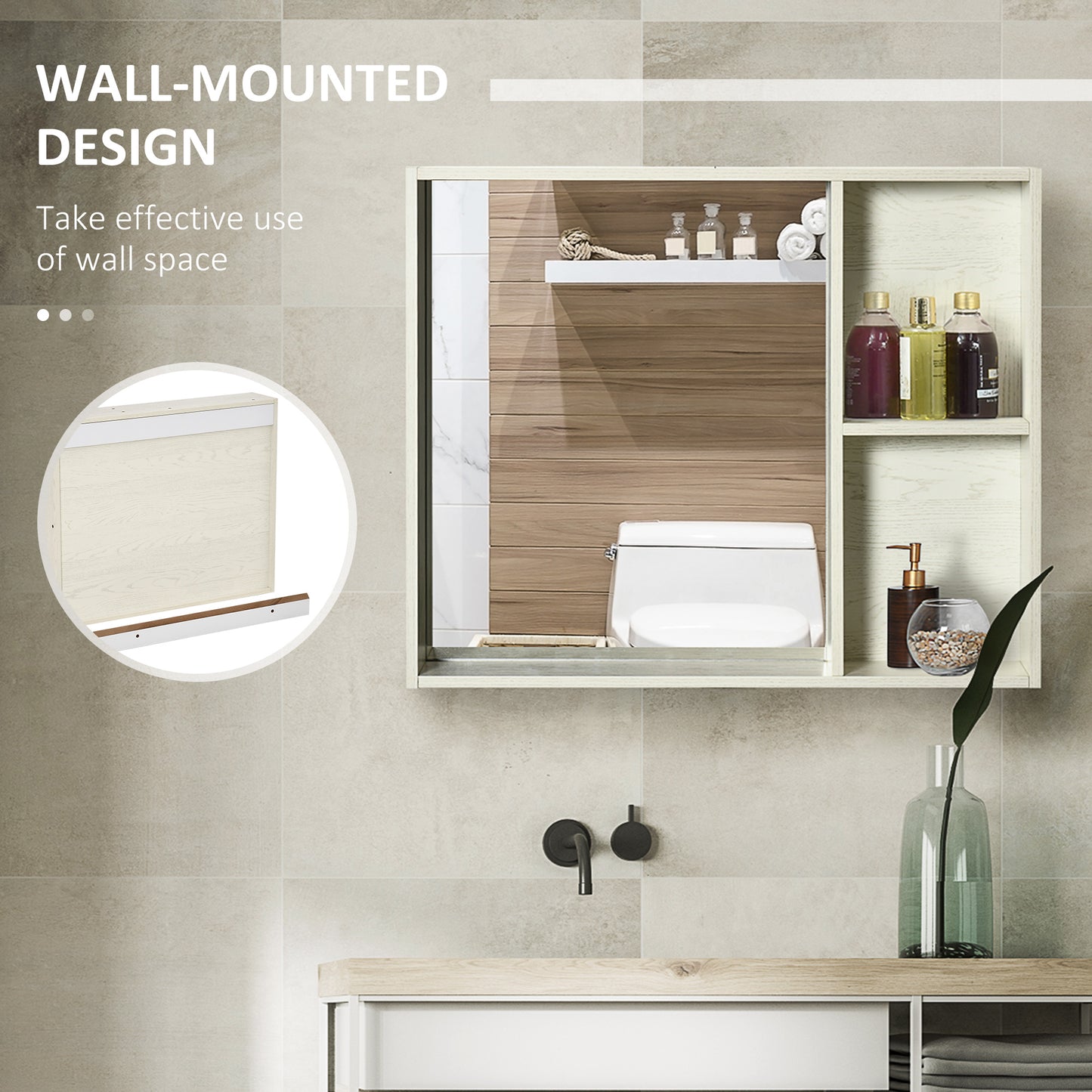 31.5" X 25.5" Bathroom Medicine Cabinet With Mirror, Storage Shelf, Over Toilet Bathroom Cabinet Wall Mounted For Living Room And Laundry Room, White