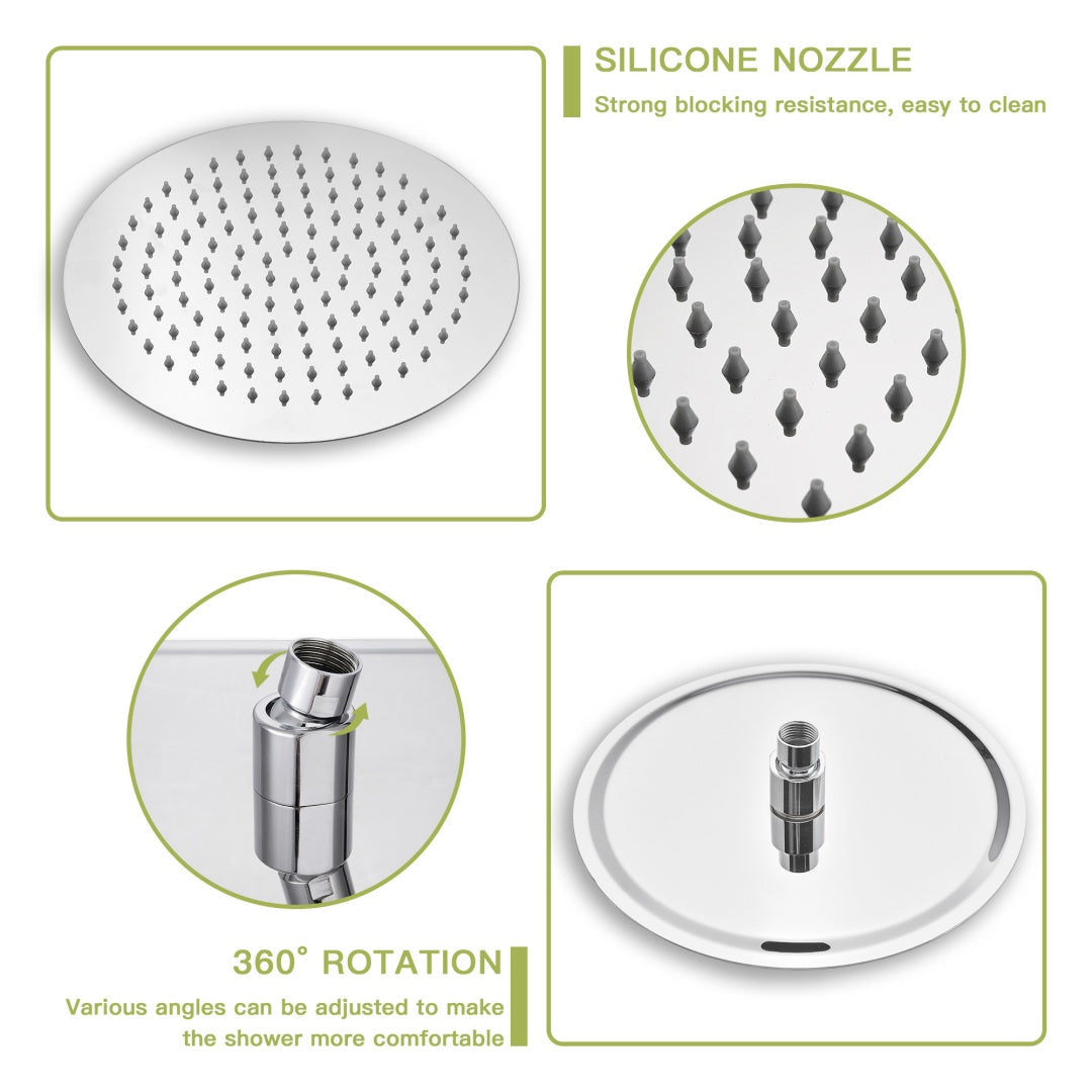 Shower Set  10inch Overhead Shower And Hand Shower, Round Shower Set, Dual Shower Heads, Chrome