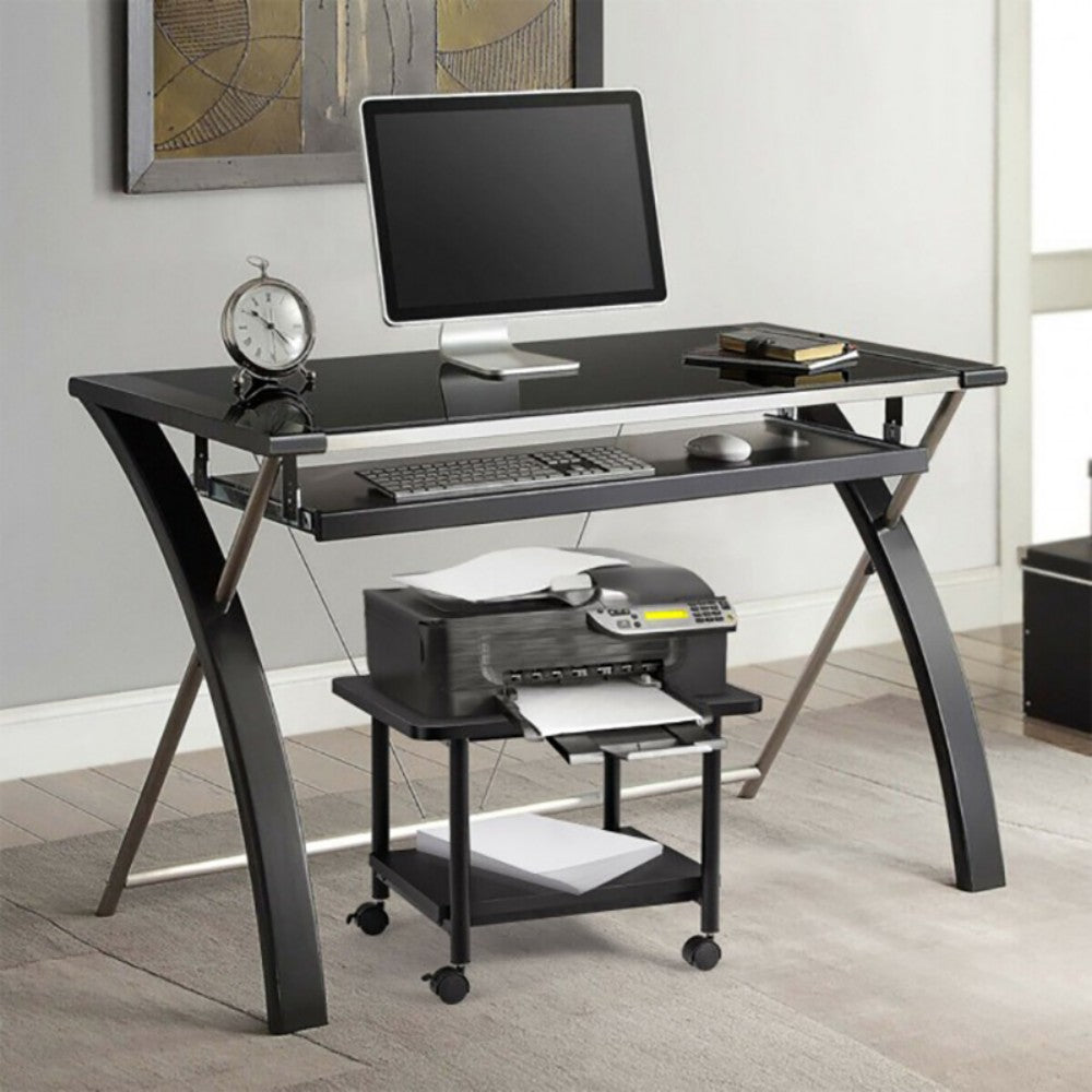 Under Desk Printer Stand With Storage Shelf And Lockable Wheels