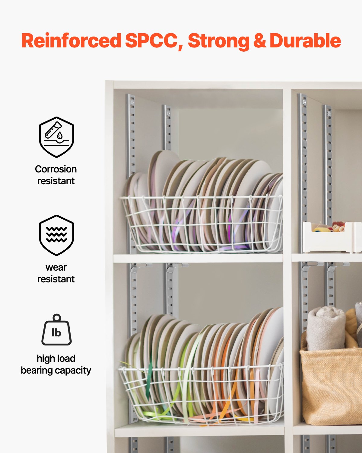 Shelf Track 36.3-inch 6 Pack Adjustable Steel Wall Mounted Shelf Pilaster