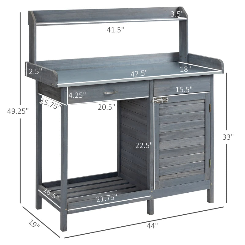Outdoor Potting Bench Table With Removable Sink