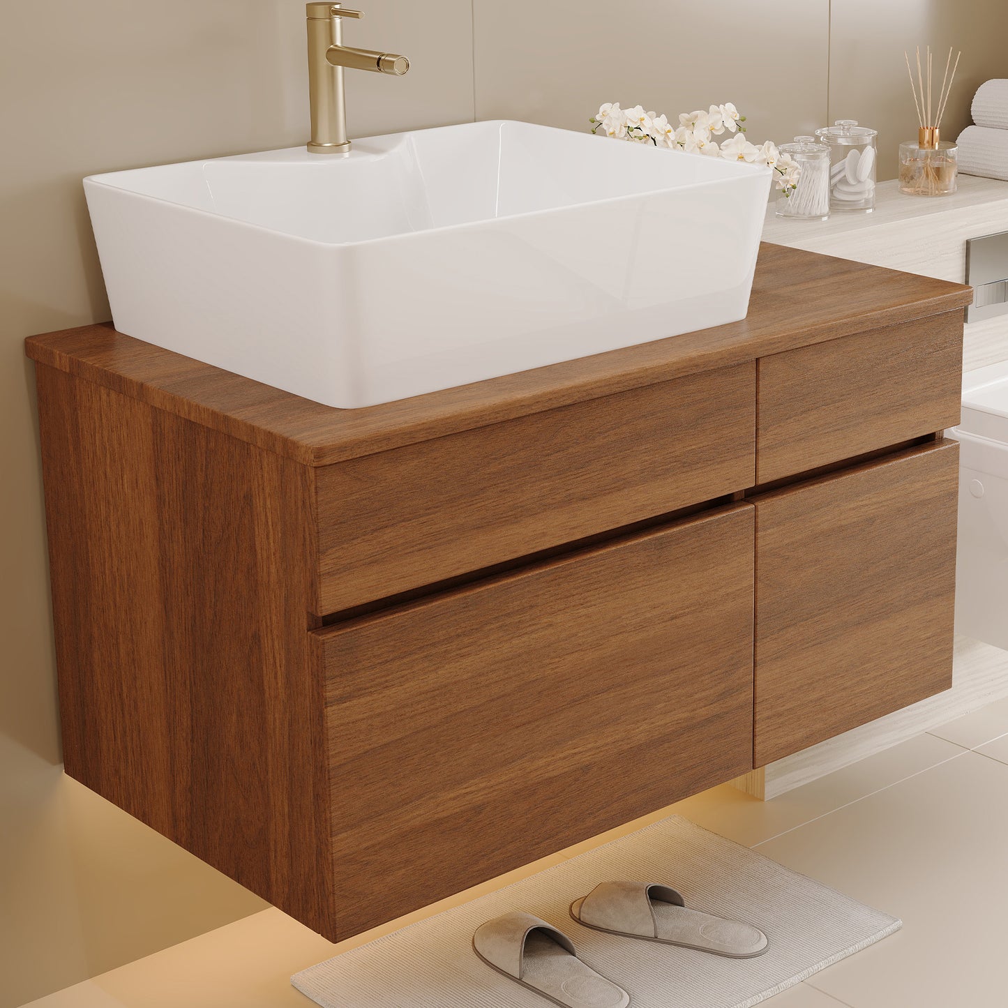 31.5 Inches Floating Single Small Bathroom Vanity With Sink