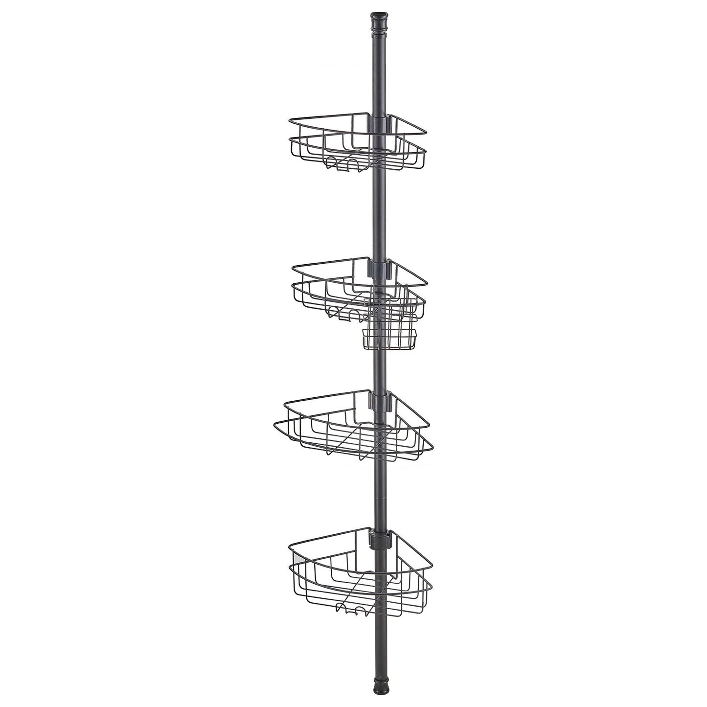 Shower Corner Caddy Tension Pole, 56" To 114" High, Multi-Functional Shower Tension Pole With Strong Load-Bearing Tray, Rust-Proof Easy-to-Install Tension Pole, Fit For Bathroom & Washroom