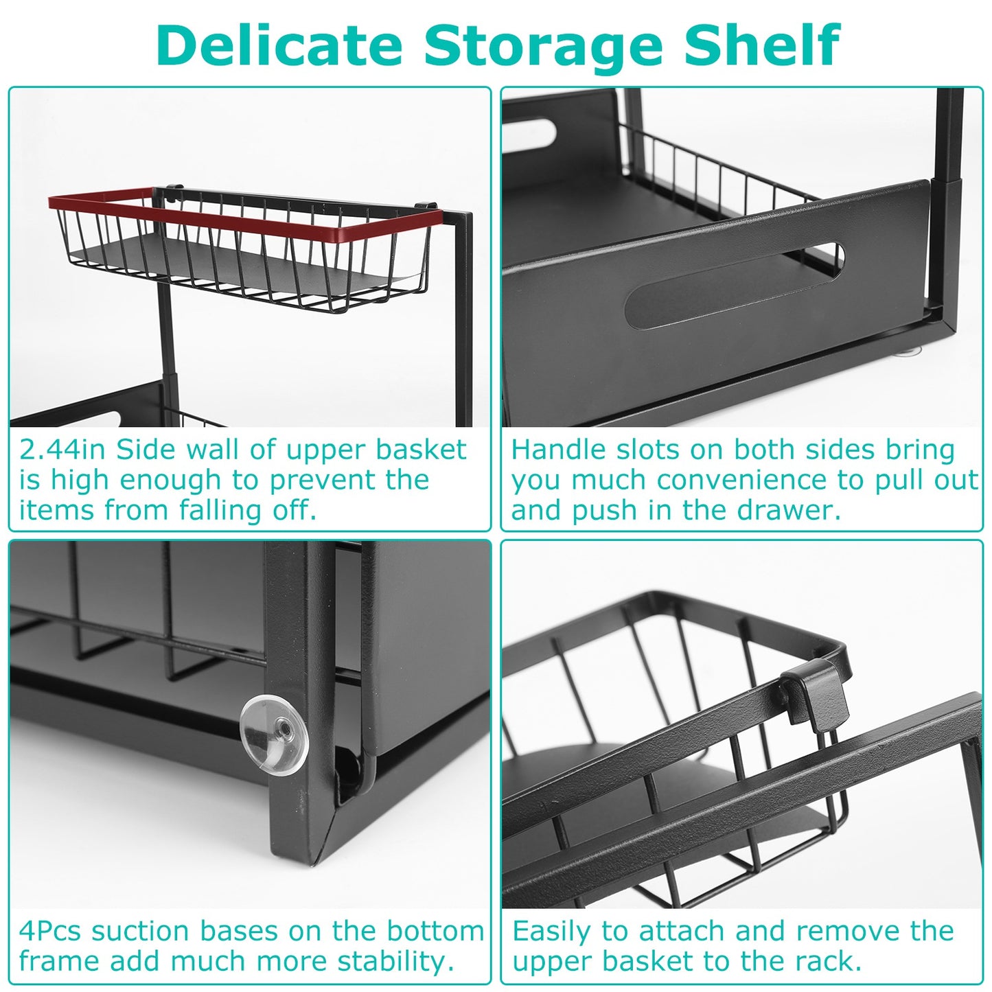 Under Sink Organizer 2-Tier Pull-Out Storage Rack – Space Saving Kitchen & Bathroom Organizer