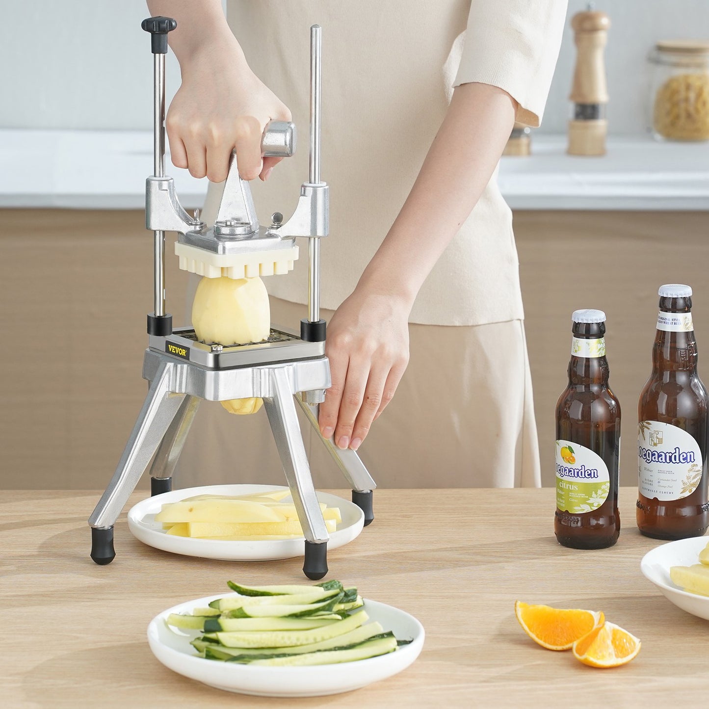 Commercial Vegetable Fruit Chopper 1/4' Blade Heavy Duty Professional Food Dicer Kattex French Fry Cutter Onion Slicer Stainless Steel For Tomato Peppers Potato Mushroom