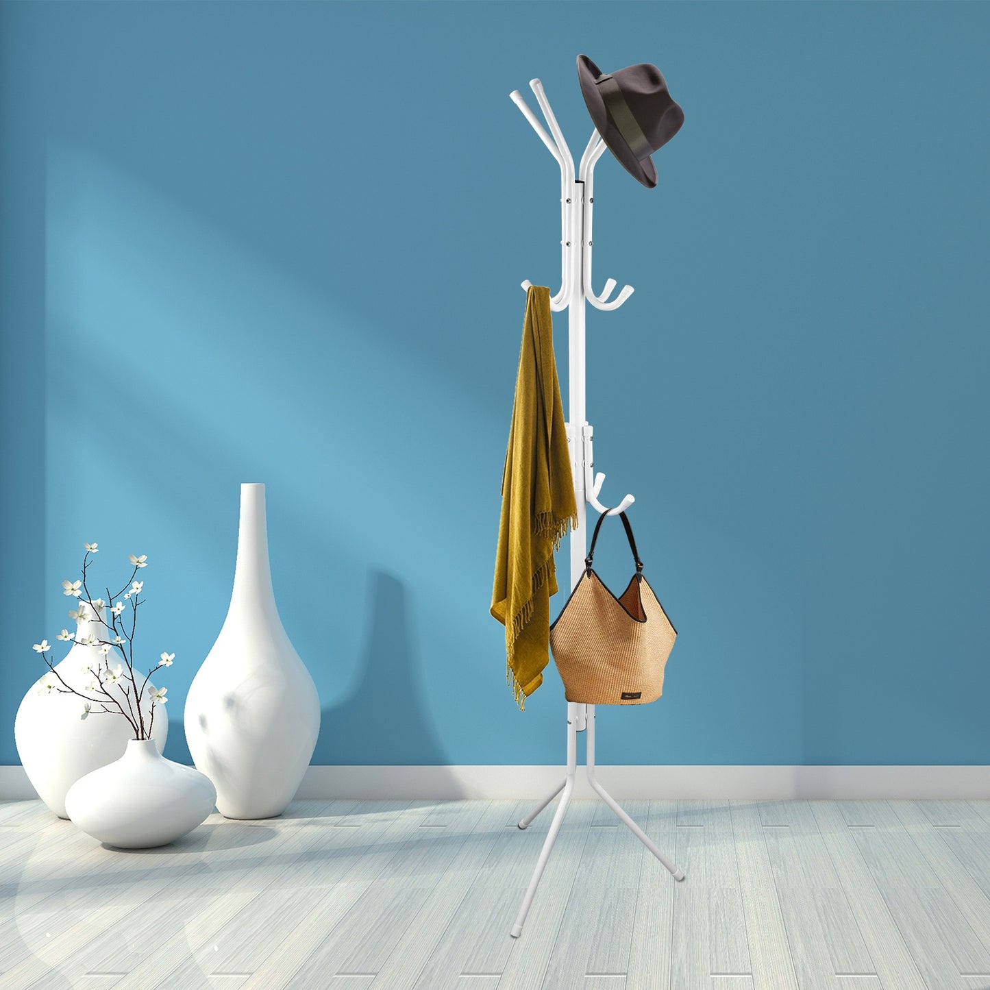 Black-White Options -- 1Pc Standing Coat Hat Rack Organizer