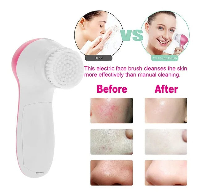 GlowSpin™ Facial Cleansing Brush – Deep Pore Cleaner with 5 Heads