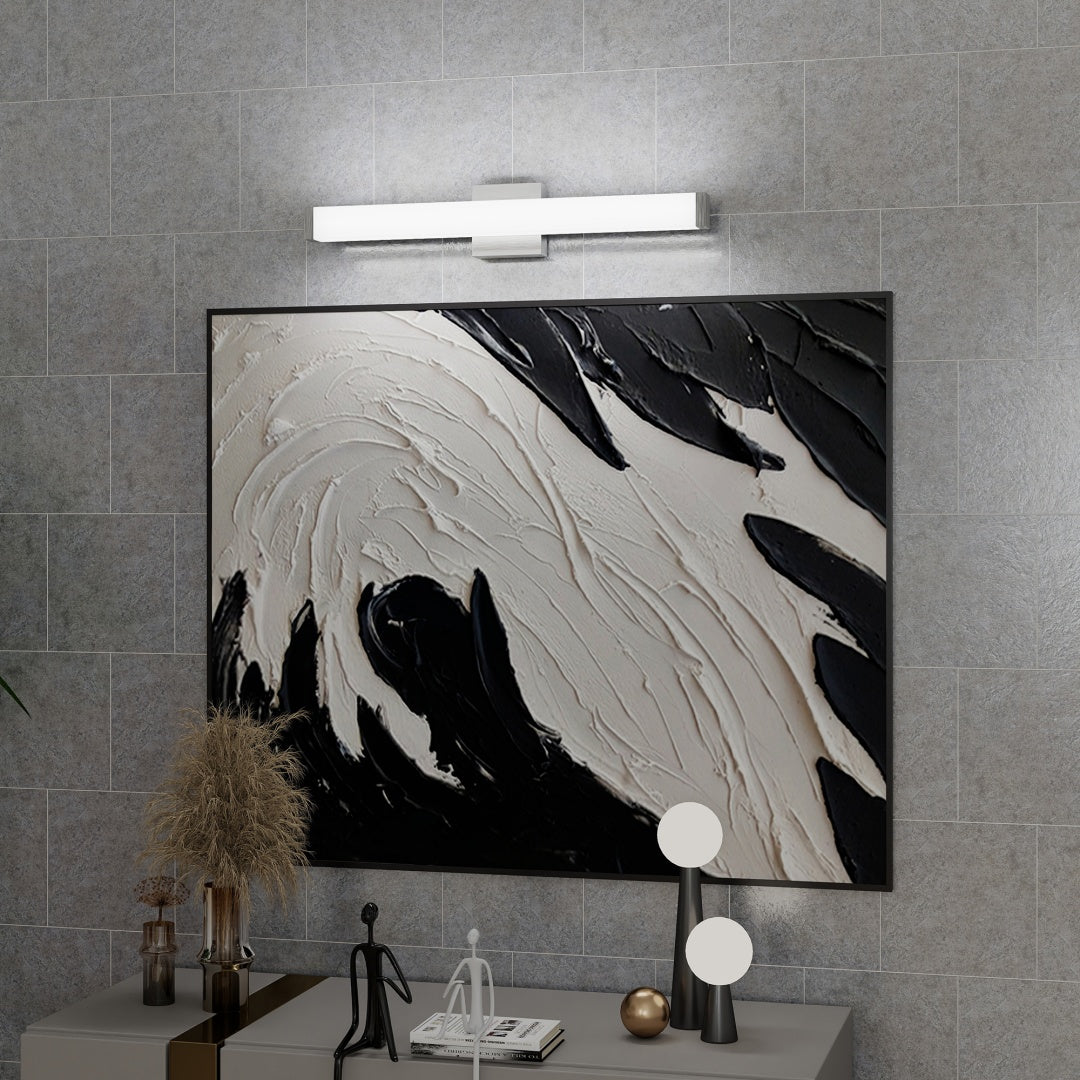 Bathroom Vanity Light Brushed Nickel Square LED 25 Inch 14W 6000K Cool White Light Wall Bar Lighting Fixtures Over Mirror -Brushed Nickel, 25in